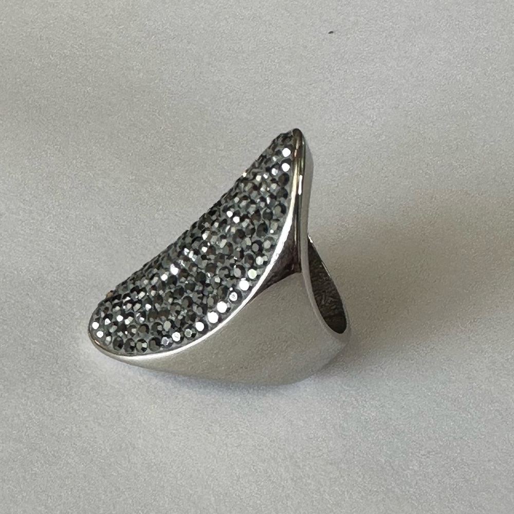 Womens JCM stainless steel black spinel statement piece ring size‎ 6